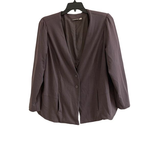 LOGO by Lori Goldstein Stylist Ponte Puff Sleeve Jacket Nikki Size 2X Pockets - Picture 1 of 6